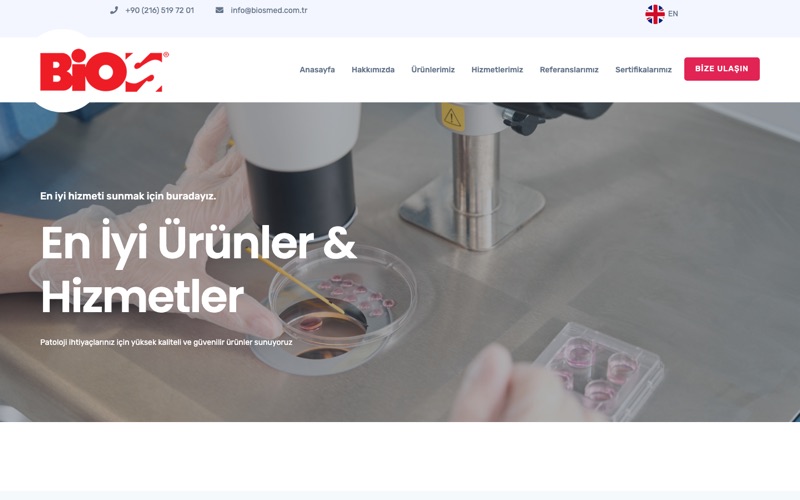 Bios Biomedikal Sistemler web sitesi ana sayfası