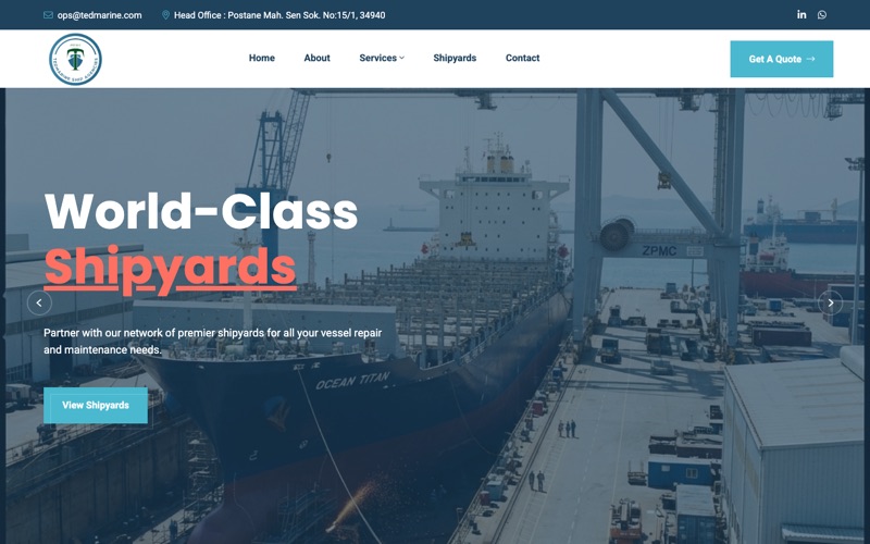 Tedmarine web sitesi ana sayfası